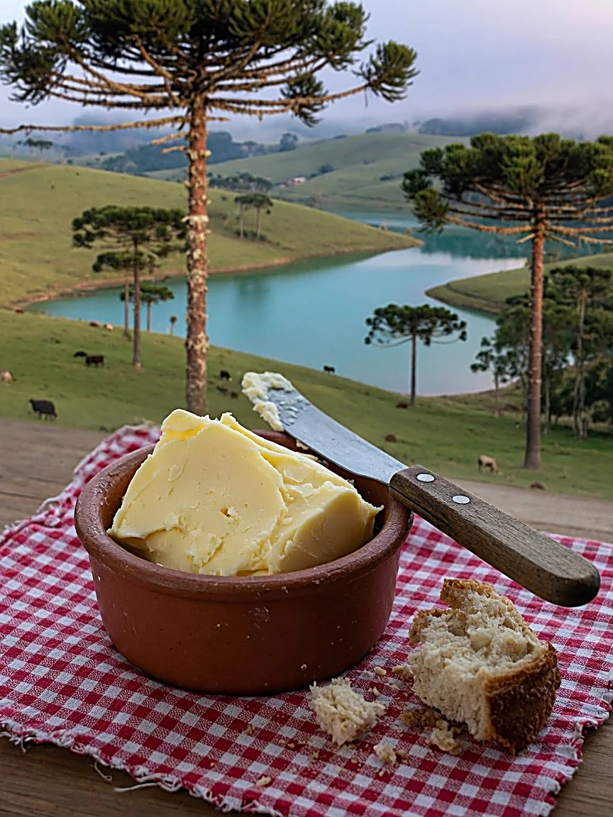 Manteiga batida na fazenda