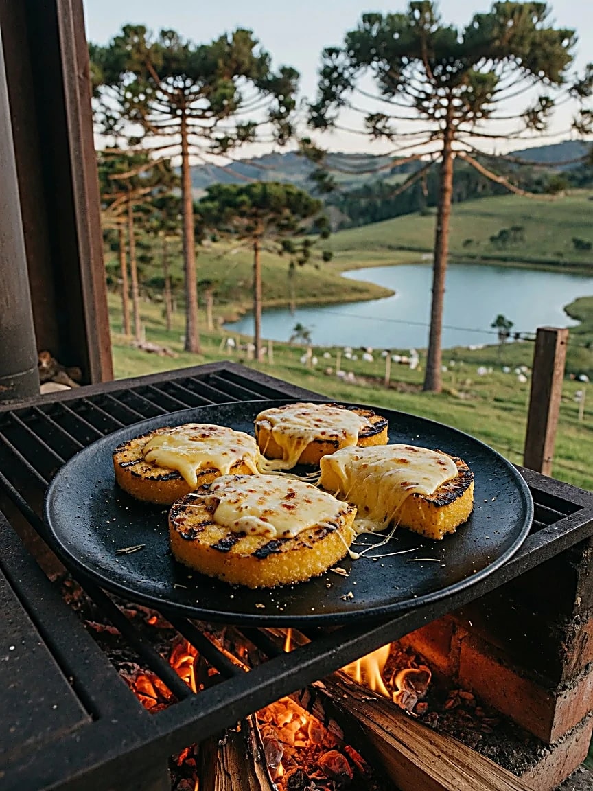 Polenta na chapa com queijo