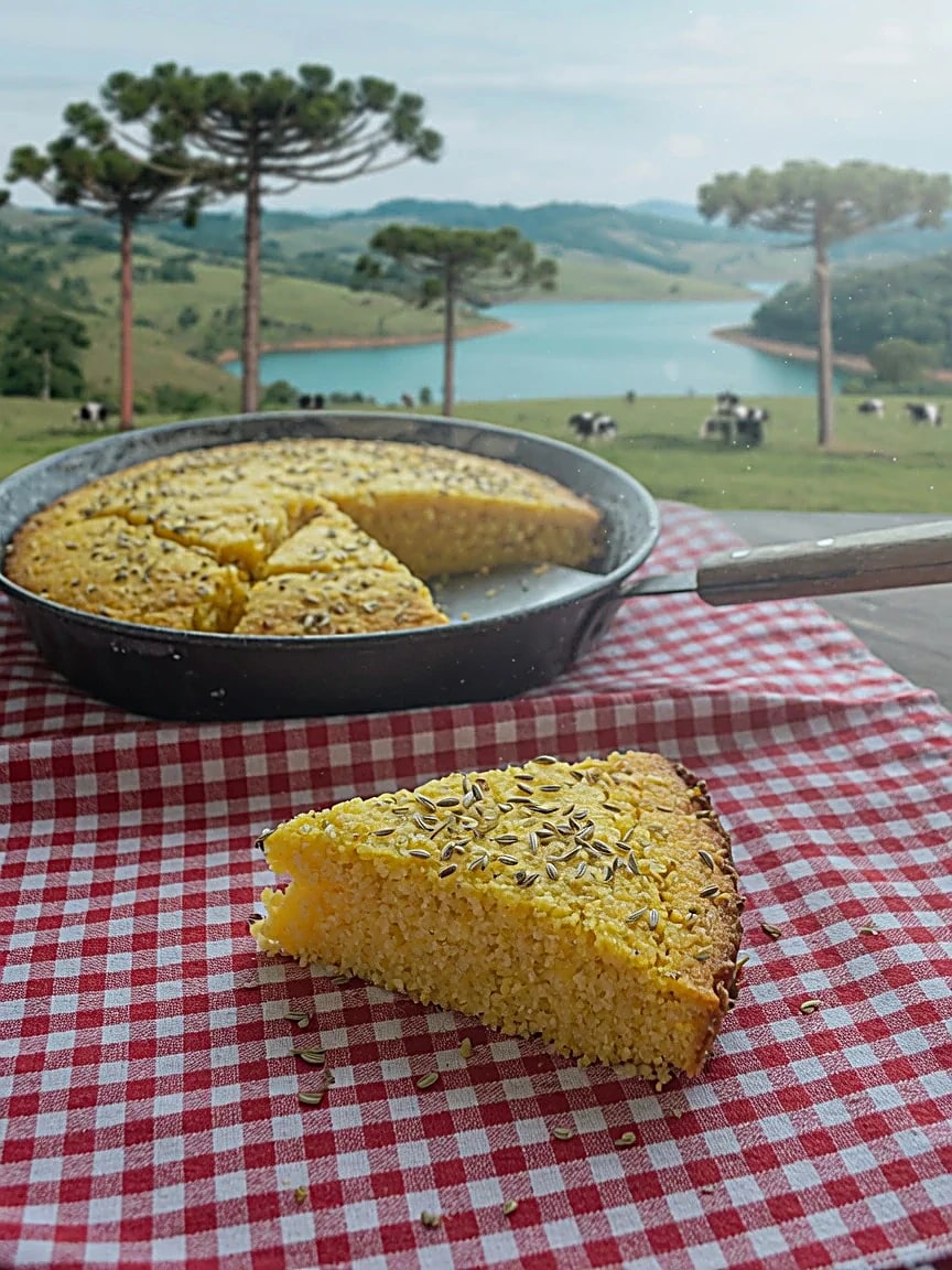 Bolo de fubá com erva-doce